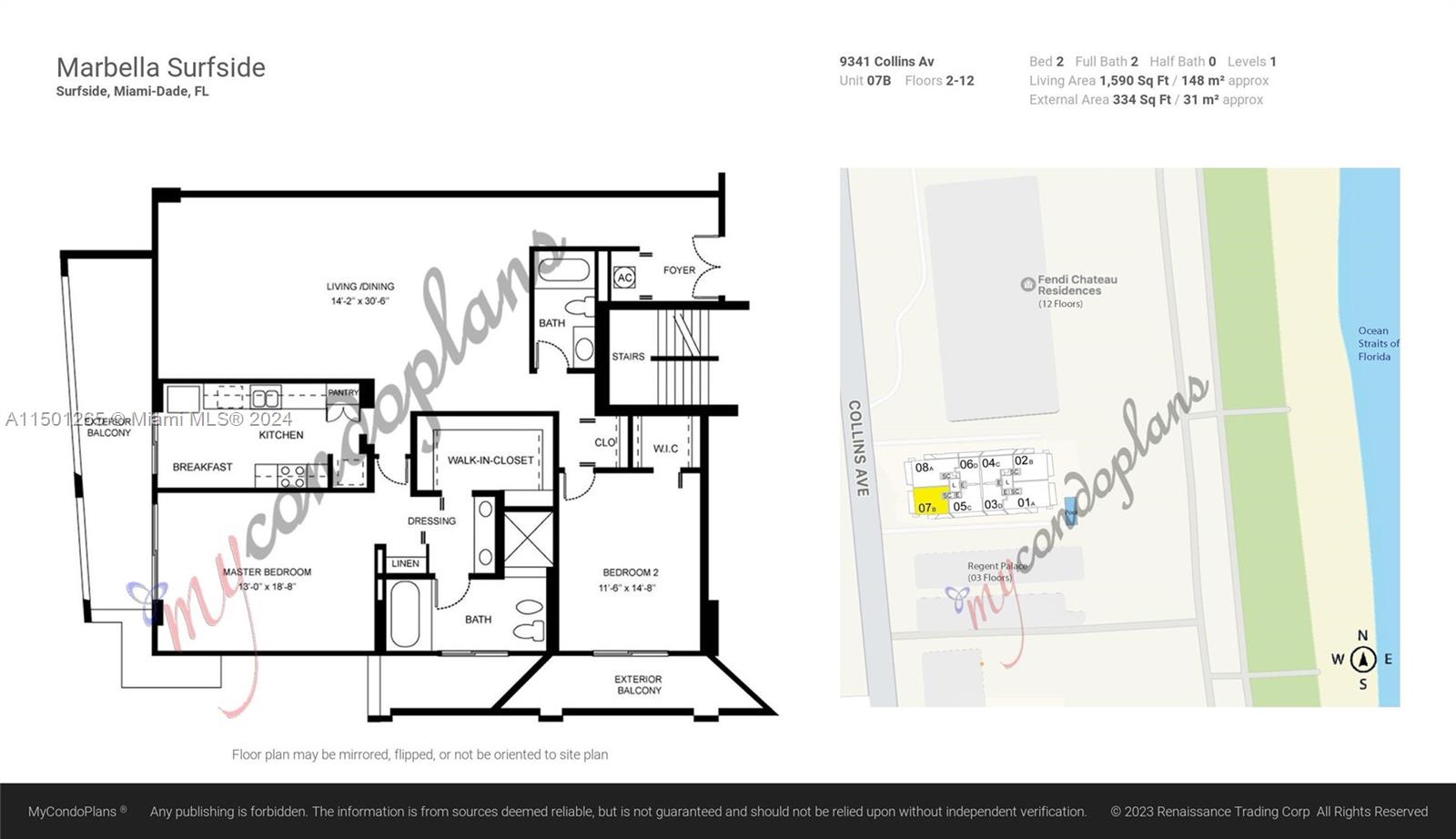 9341 Collins Ave 507, Surfside, Florida 33154, 2 Bedrooms Bedrooms, ,2 BathroomsBathrooms,Residential,For Sale,9341 Collins Ave 507,A11501265