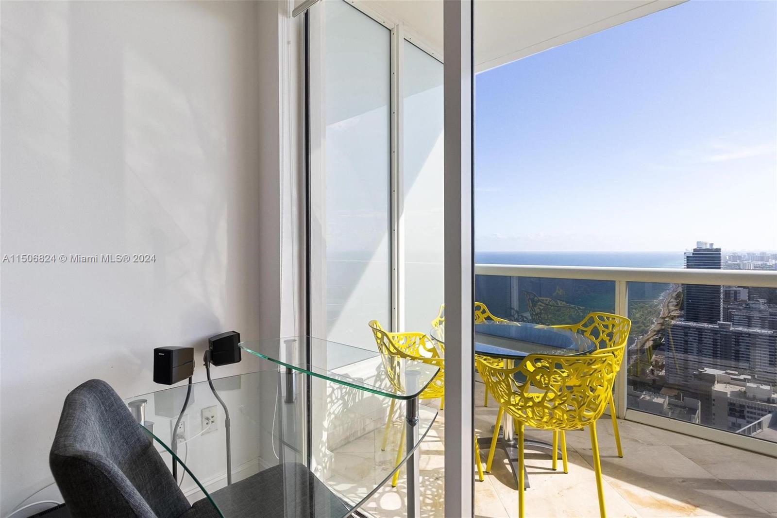 Desk overlooking ocean 
