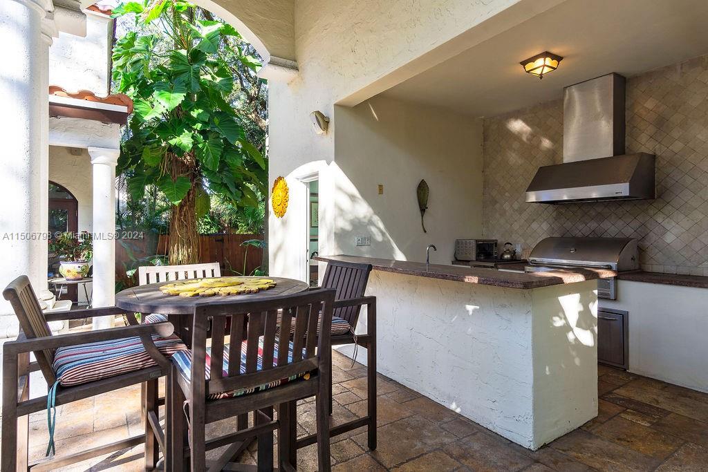 OUTDOOR KITCHEN AND COVERED EATING AREA