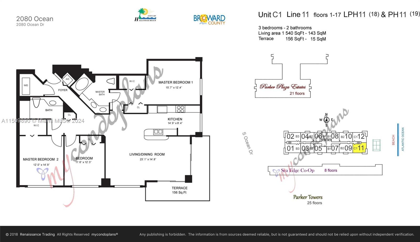 2080 S Ocean Dr 311, Hallandale Beach, Florida 33009, 3 Bedrooms Bedrooms, ,2 BathroomsBathrooms,Residentiallease,For Rent,2080 S Ocean Dr 311,A11509890