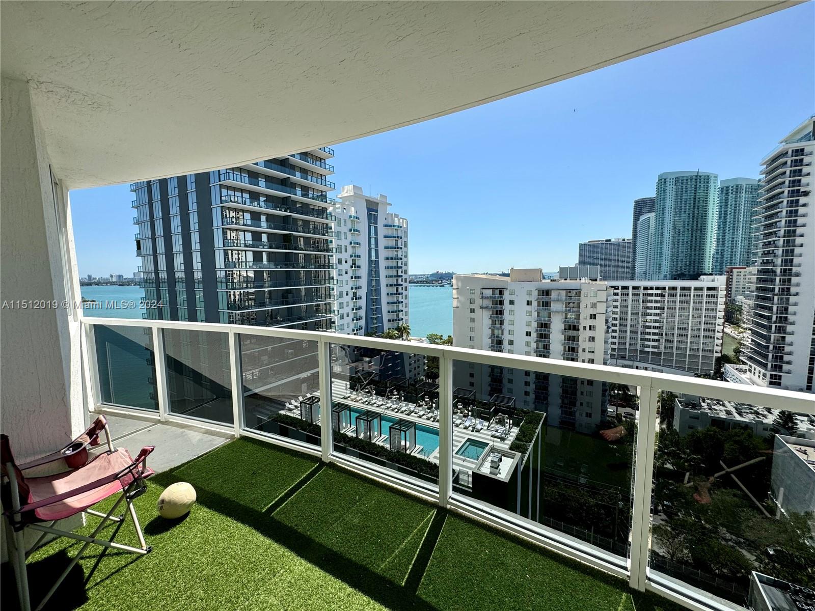 2 bedroom 2 bath apartment nicely decorated and FULLY FURNISHED. 2 ASSIGNED PARKING SPACES. Downtown & bay views from every room.  Boutique building with Pool with loungers, Jacuzzi, Gym, and Concerge at the door.
Heart of Edgewater walking distance to popular restaurants and shops. Midtown, Wynwood, Downtown/Bricklle a few blocks away. in the heart of it all.