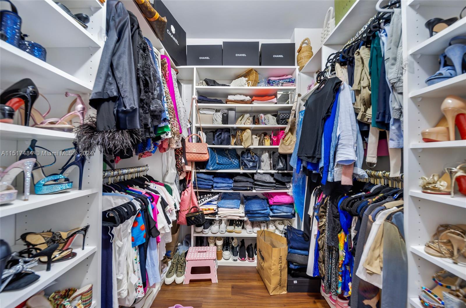 Master Bedroom Walk-In Closet. There is another large closet just across from this one in the Master Bedroom. This unit has more closets than the Corner Unit.