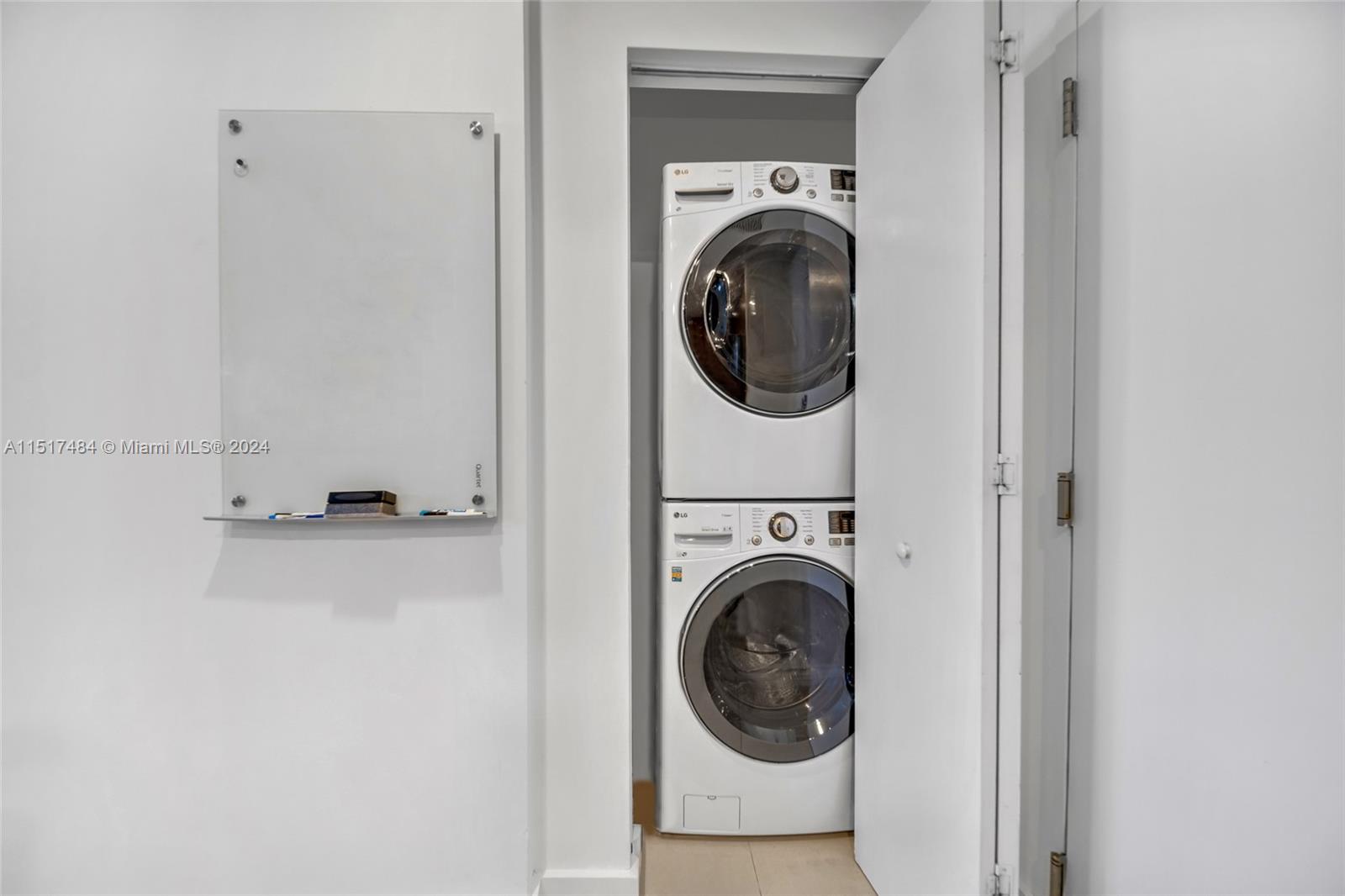 To the right upon entering the unit.