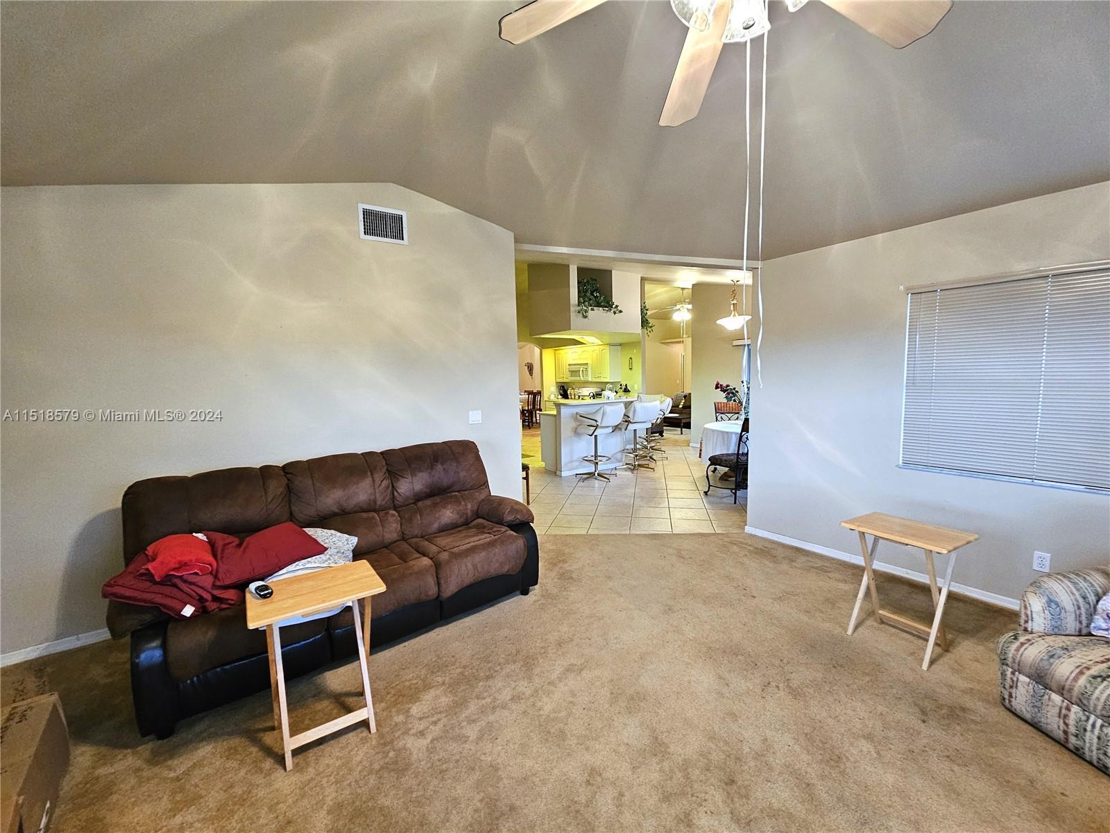 View from Family Room to Kitchen in the background