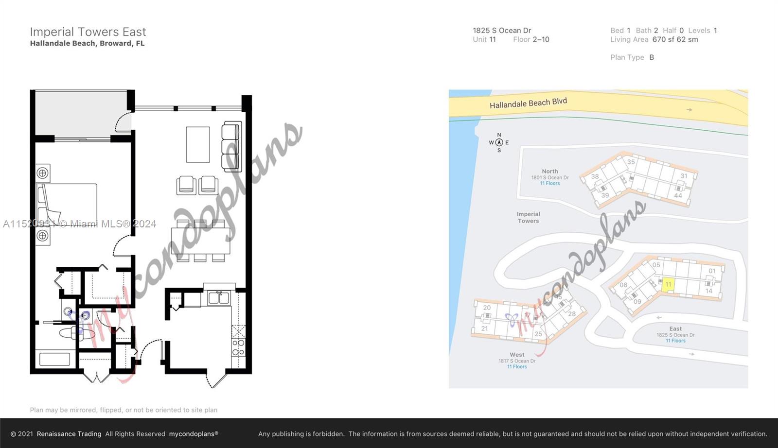 1825 Ocean Dr, Hallandale Beach, FL, 33009 United States, 1 Bedroom Bedrooms, ,1 BathroomBathrooms,Residential,For Sale,Ocean Dr,A11520931