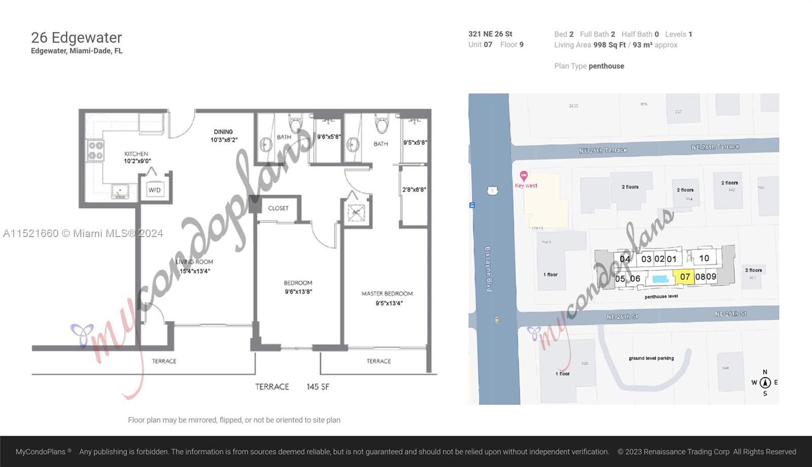 321 NE 26th St 907, Miami, Florida 33137, 2 Bedrooms Bedrooms, ,2 BathroomsBathrooms,Residentiallease,For Rent,321 NE 26th St 907,A11521660