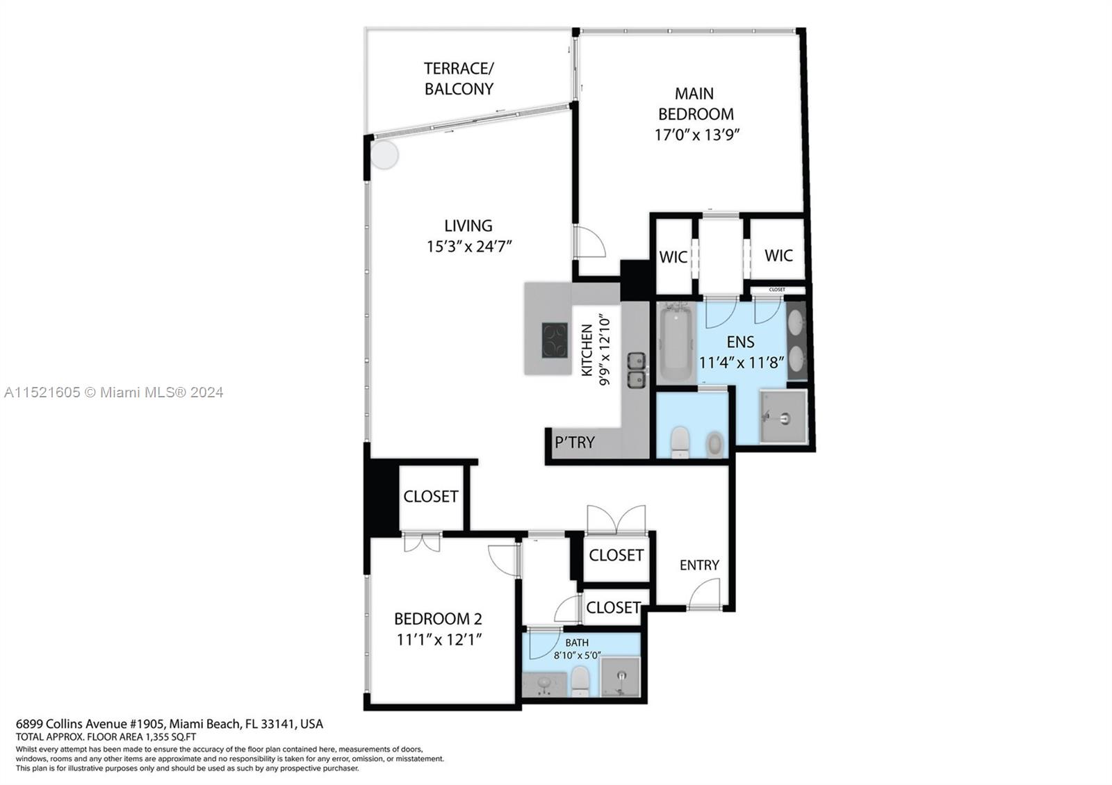 6899 Collins Ave 1905, Miami Beach, Florida 33141, 2 Bedrooms Bedrooms, ,2 BathroomsBathrooms,Residential,For Sale,6899 Collins Ave 1905,A11521605