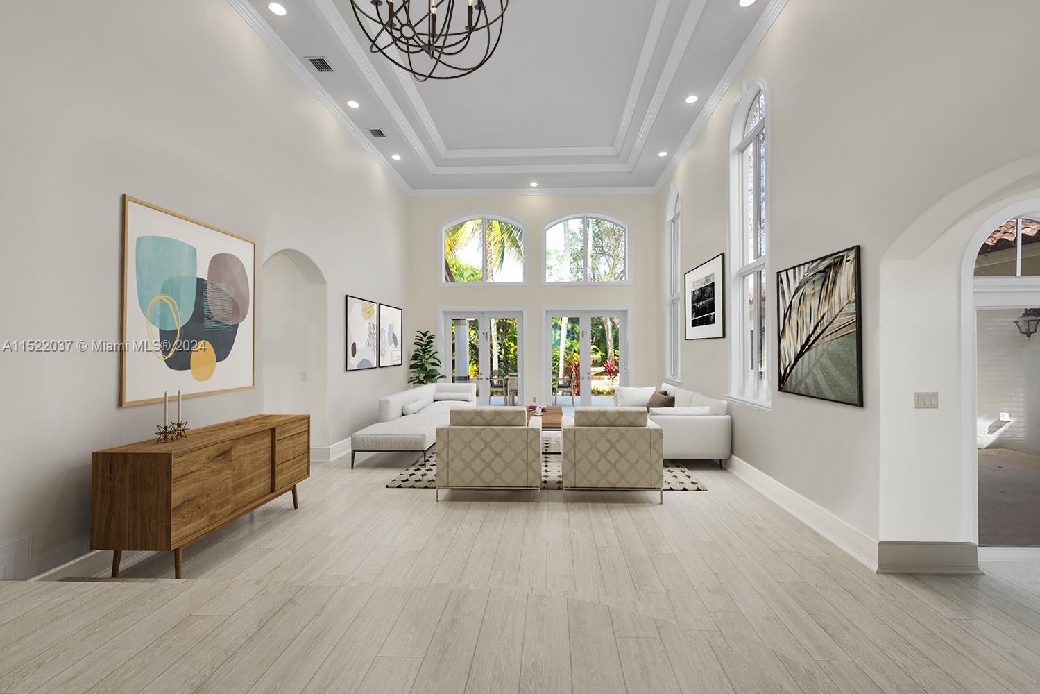 Digitally staged living room