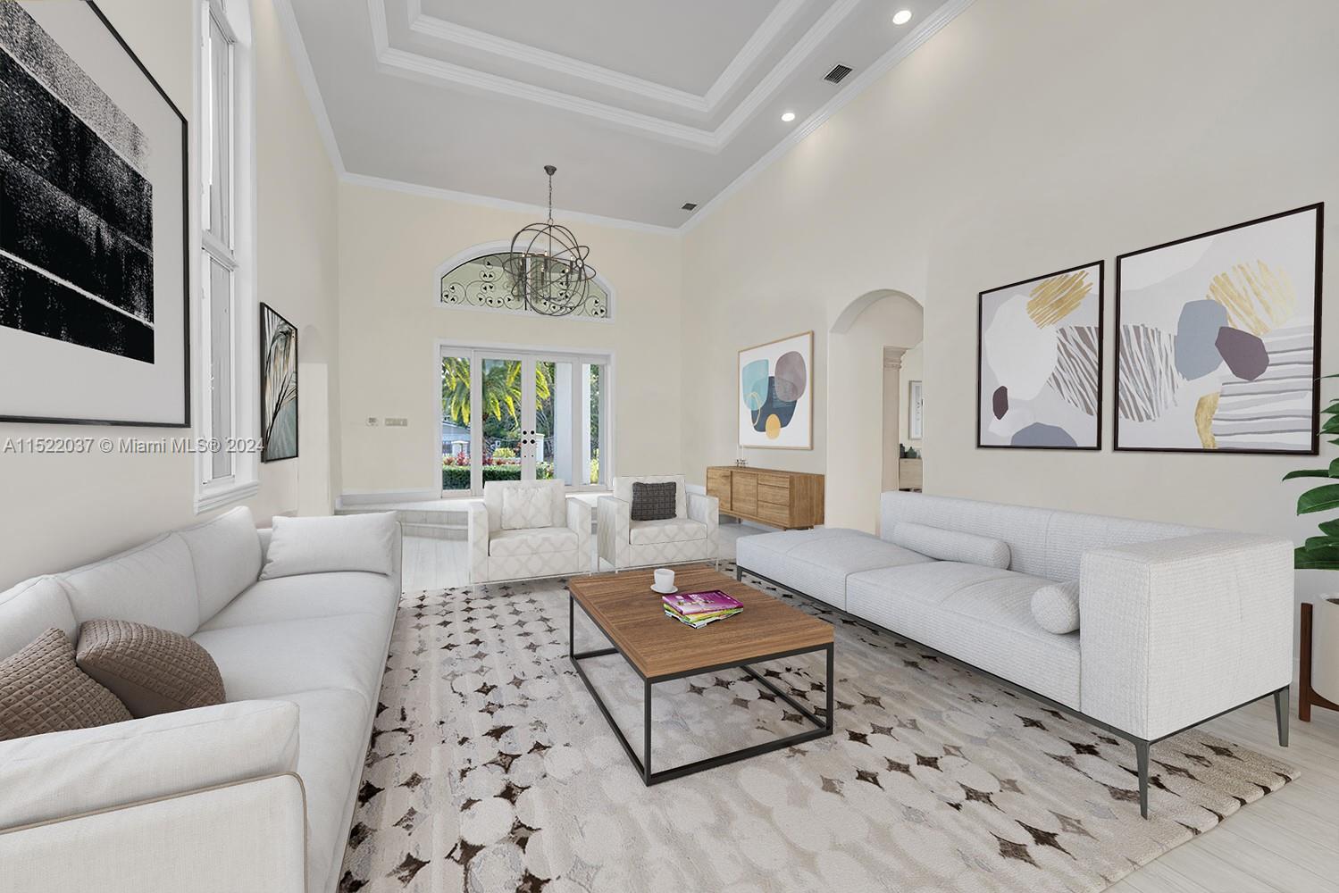 Digitally staged living room