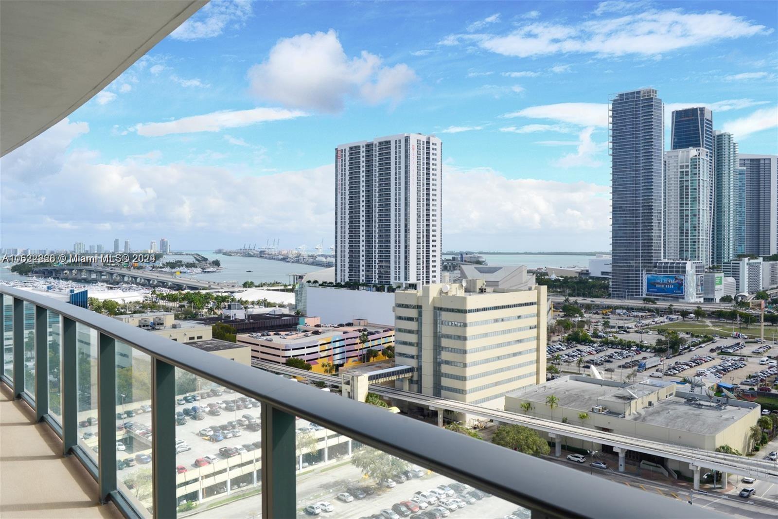 Fully furnished unit with amazing views overlooking Biscayne Bay, Port of Miami & Miami Beach, open kitchen with top-of-the-line appliances, 2 PARKING SPACES. Rent includes water, cable, and internet. The building offers two pools on the 9th floor plus a rooftop pool, racketball court, gym, lounge area, two massage rooms, yoga room, movie theater, & children's room! Located in the heart of the Arts & Entertainment District, walking distance from Metro Public Transportation, Arsht Opera, American Airlines Arena, Museum Park, & close to Wynwood, Design District, Brickell, & Miami Beach. TENANT OCCUPIED, Lease ends March 31, 2024. 24 to 48 hour notice for showings.