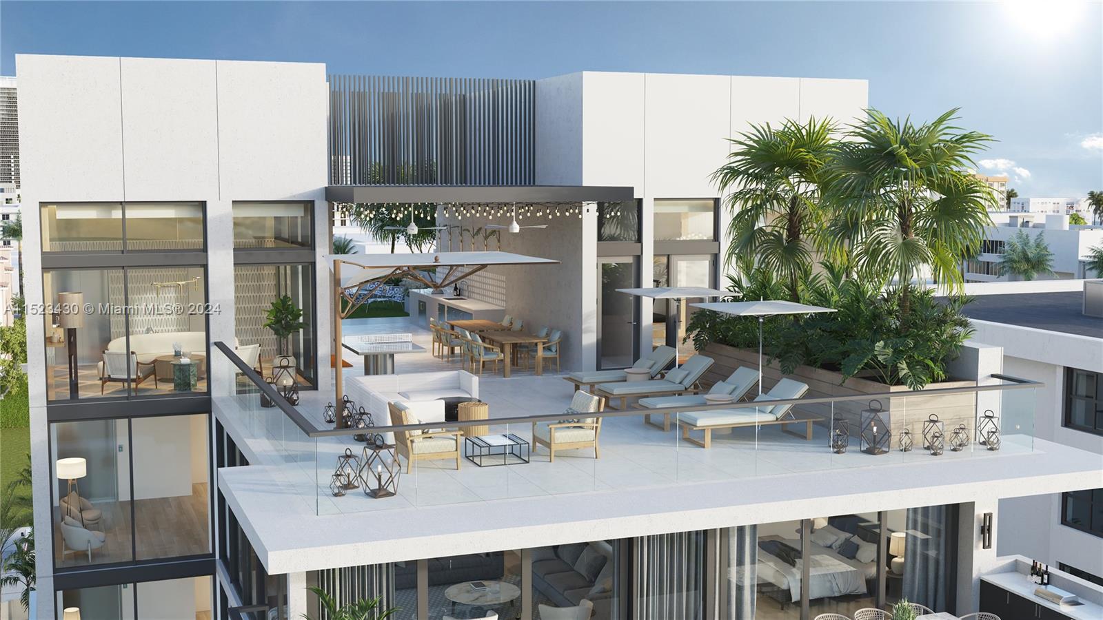Offering over 6,400 Total SqFt, The Sunset Penthouse at AIRE Residences offers an unrivaled indoor-outdoor lifestyle in the heart of Bay Harbor Islands, Miami. Enjoy mesmerizing views from your 2,970 SqFt private terrace & 3,461 SqFt residence interior. The 5 bed/4.5 bath full-floor home offers spacious & bright living areas and floor-to-ceiling windows throughout. AIRE Residences is an exclusive new 7-story building offering only eight waterfront residences. Enjoy an expansive rooftop with outdoor dining & entertainment areas including a yoga & meditation lawn & fitness room. All within walking distance to the best of Miami: Beaches, dining, shopping & entertainment. The Sunset Penthouse includes 2 parking spaces & a private dock space for a 35-ft vessel. Targeted Completion Q1 2026.