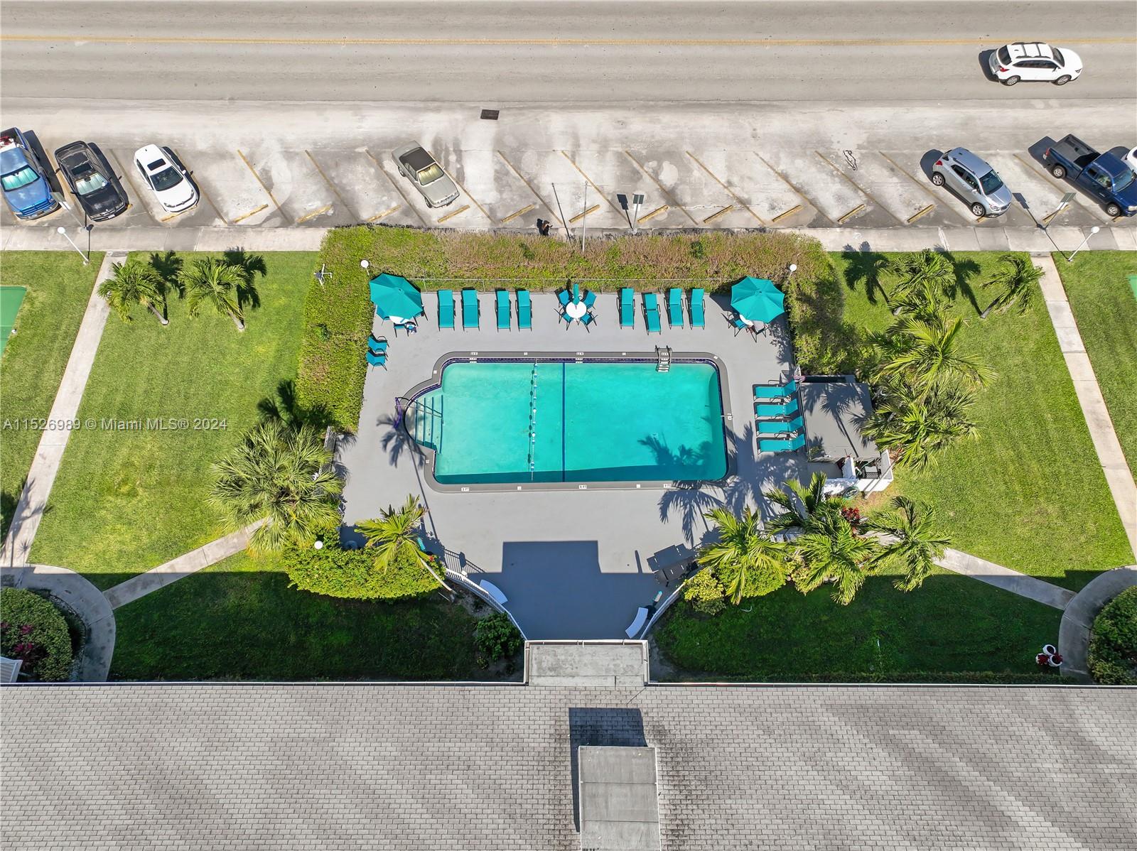 POOL  &  STREET PARKING aerial view