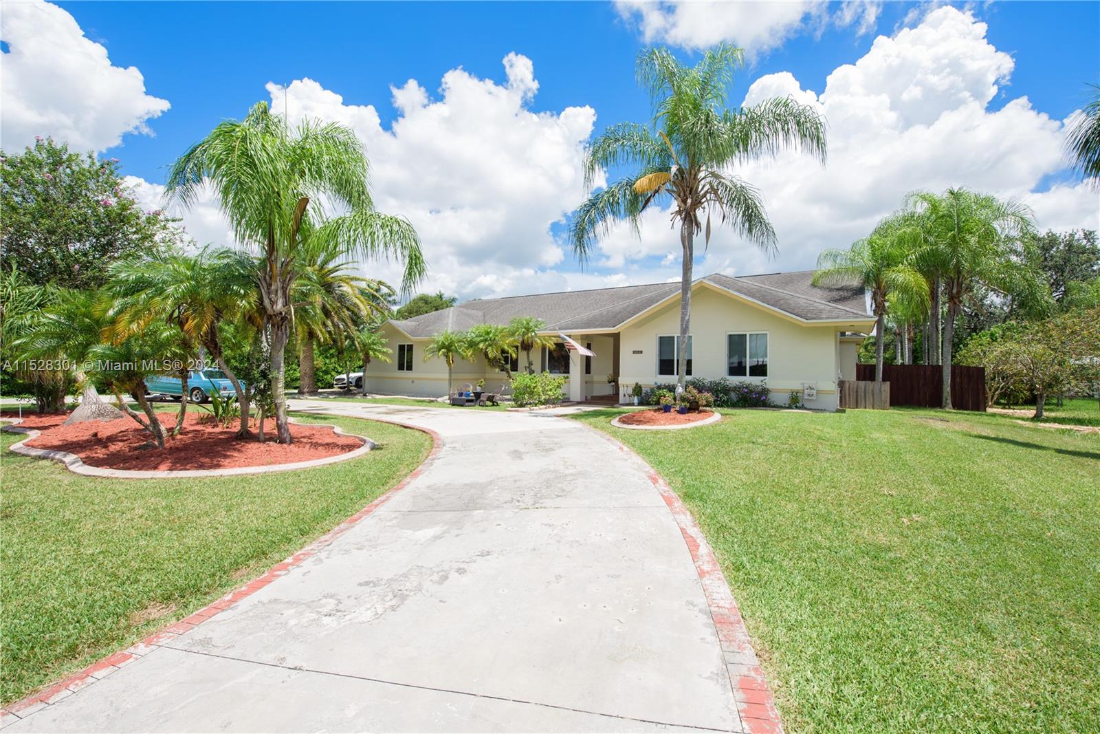 Beautiful 5/3 Pool home. Living SQ FT 2947.Wood tile floor throughout. Beautiful kitchen w/pantry for storage, granite countertops, cooking island w/sink also DBL sink separately. Passthrough window in the kitchen to the Huge patio. Home features a formal dining room, formal living room w/ bay windows, tile floor & crown molding. Family room overlooking the pool. Laundry room w/ washer & dryer and wash tub with door leading outside. The master bedroom has his & her closets. The M bathroom renovated in 2021, it has a barn door, 2 sinks, a touch light mirror, w/separate tub& shower. Covered patio with tile floors. Home features pool w/heated spa, a shed, a concrete slab, privacy fence, new A/C, new Hot water heater, All Impact windows & doors. House Painted 2022. Professionally Landscaped.