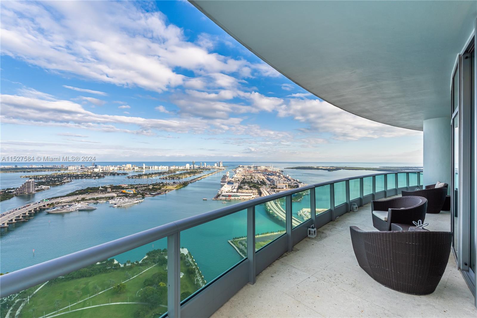 Welcome to the epitome of luxury living at 900 Biscayne Bay! Upon entering this Penthouse residence, you are immediately greeted by unobstructed panoramic views of the bay, ocean, and skyline from every room. This 3-bed, 5-bath penthouse is the epitome of elegance, featuring high-end finishes throughout and wrap-around terrace creating natural light. Entertain effortlessly in the expansive living area, bar, private theater, & chef's kitchen, with top-of-the-line stainless steel appliances & custom cabinetry. True oasis master suite with spa-like bath finishes and large WIC. Building offers spa like amenities which include sauna & steam room, multiple pools, fitness center, children’s playroom, theater, and clubroom & BBQ area. Walk to museums, gyms, fine restaurants, and the Kaseya Center.