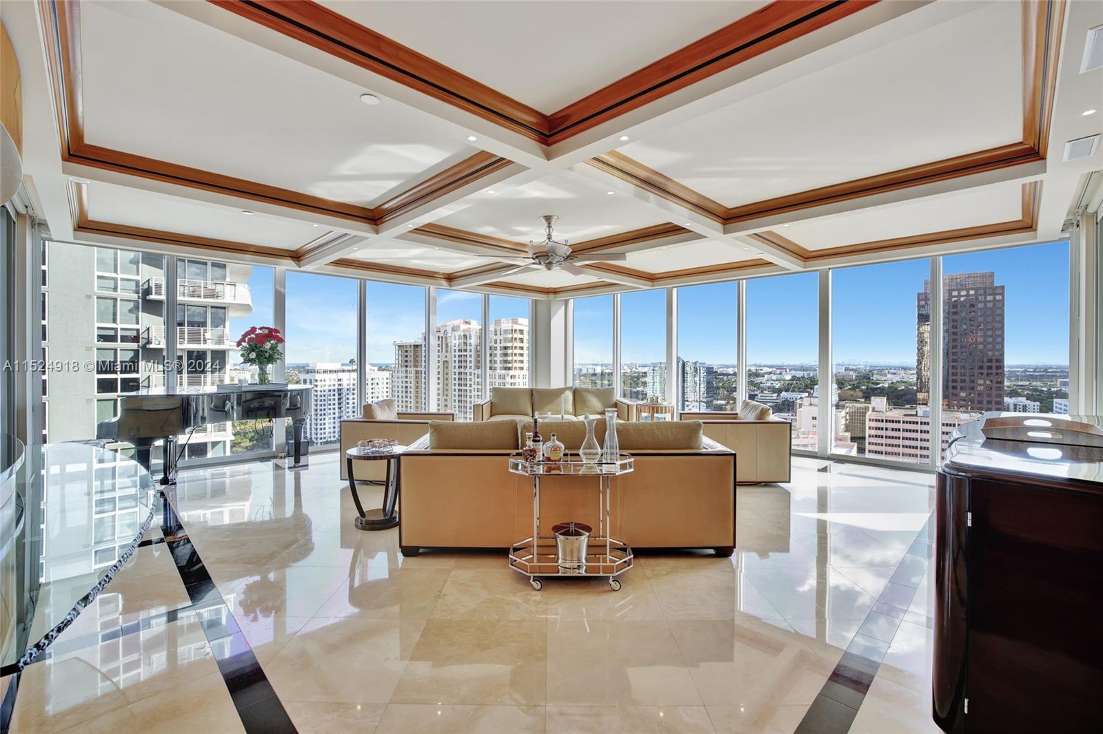 Corner Living Room w/ floor to ceiling windows and Panoramic Southern Views