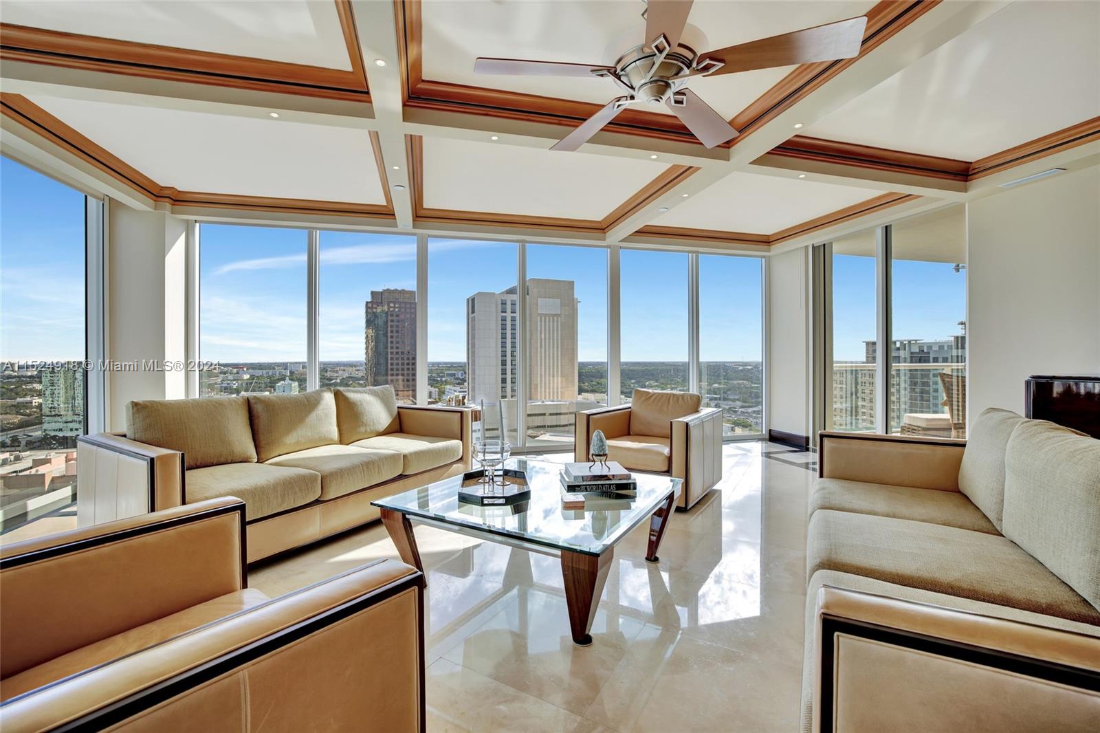 Corner Living Room w/ floor to ceiling windows and Panoramic Southern Views