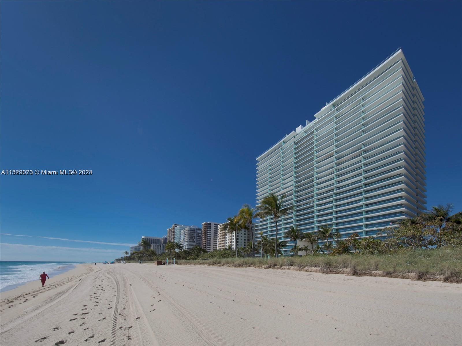 Magnificent floor-through unit in the most exclusive and newest building in Bal Harbour. 3450 sqft unit with 3 bedrooms, 4.5 bathrooms, service quarters, open kitchen with amazing direct ocean views with stunning sunrises and sunsets. Spa, gym, pilates studio, restaurants for residents only, 2 clay tennis courts, 24/7 concierge, and security.