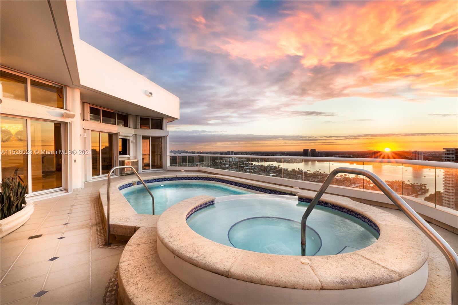 Private and romantic  pool at sunset.