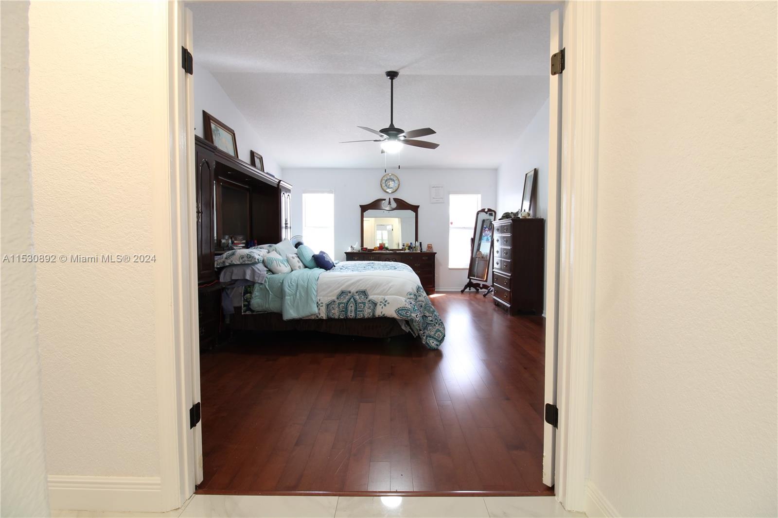 Double doors to master bedroom