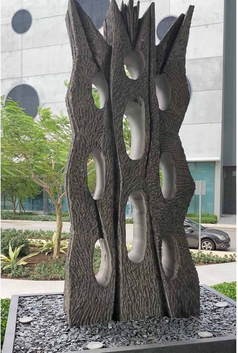 Sculpture in front of the building