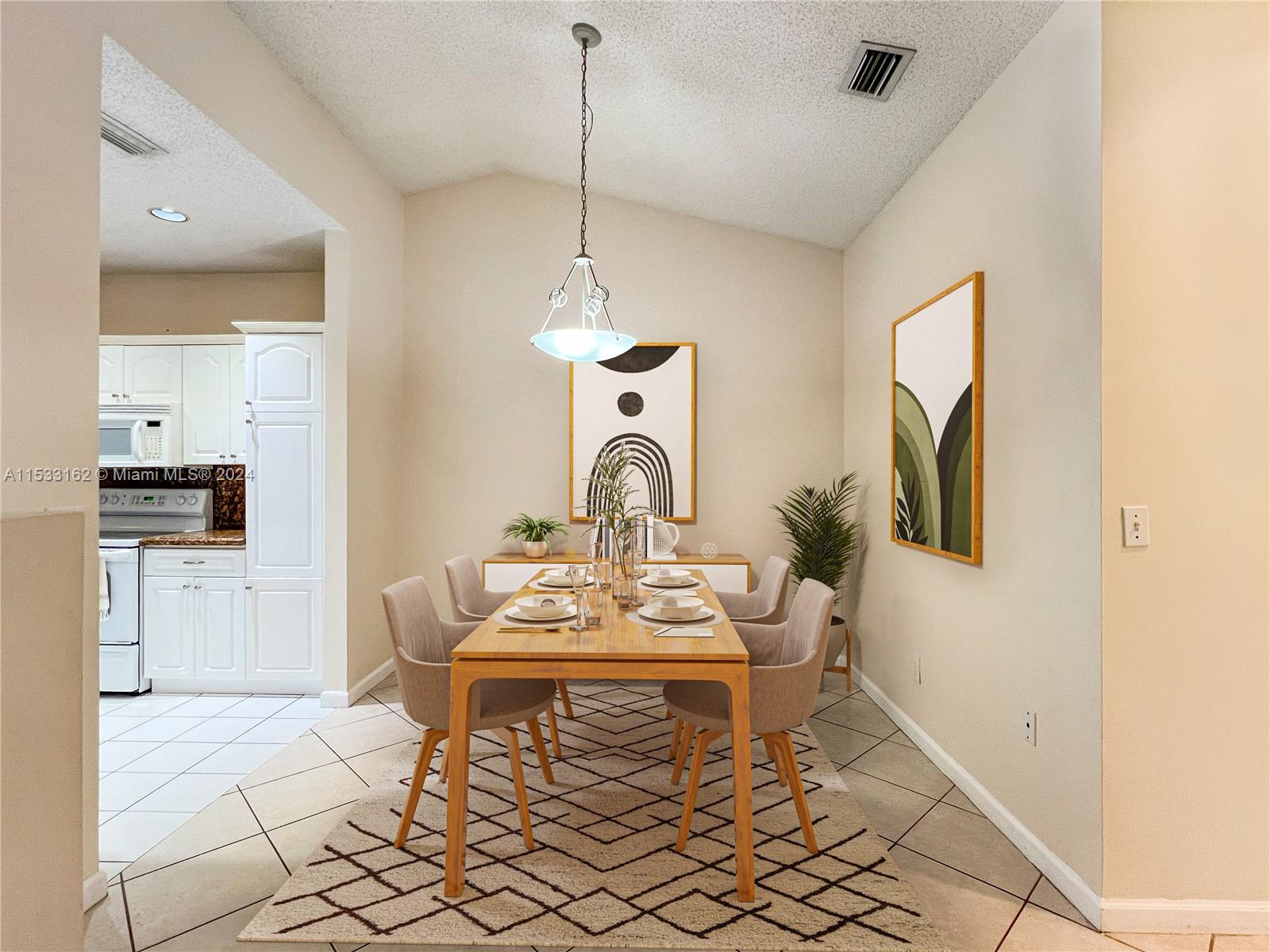 Virtually staged dining room