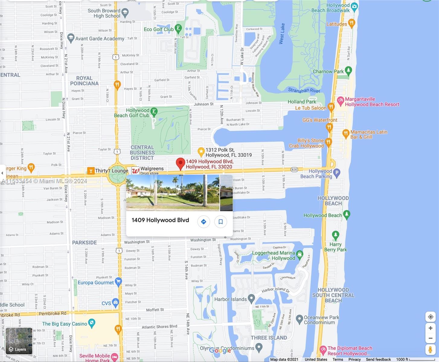1409 Hollywood Blvd, Hollywood, Florida 33020, ,Land,For Sale,1409 Hollywood Blvd,A11533454