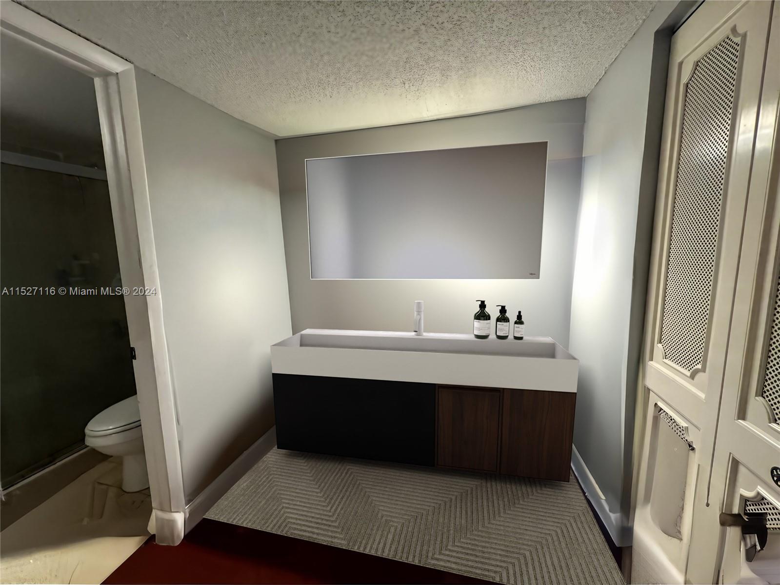 Bathroom Vanity area, digitally decluttered