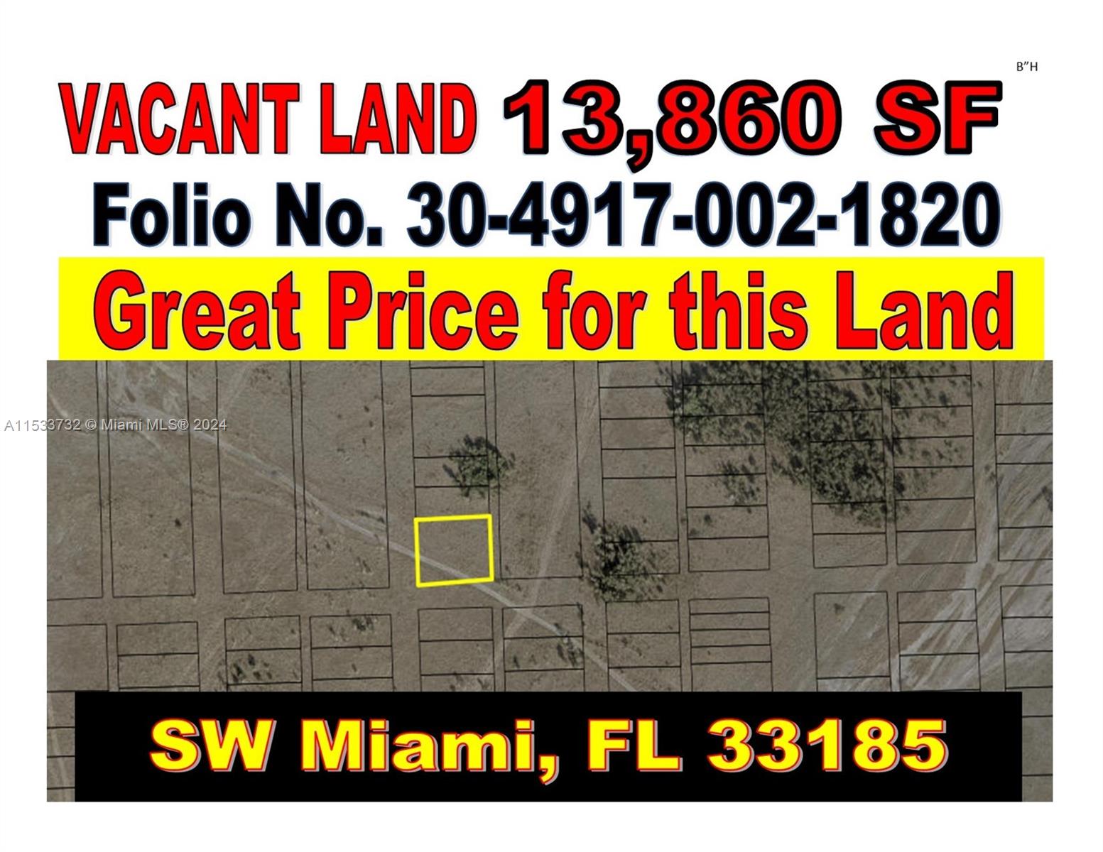   LAND SOUTH OF SW 157 AVENUE HOMESTEAD  For Sale A11533732, FL