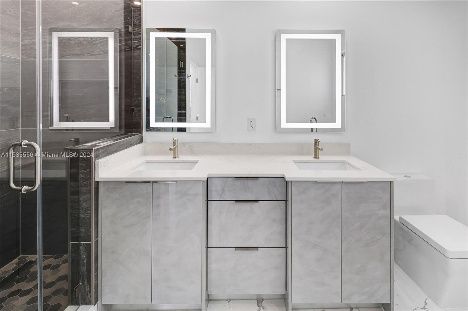 LED lighted dual vanity