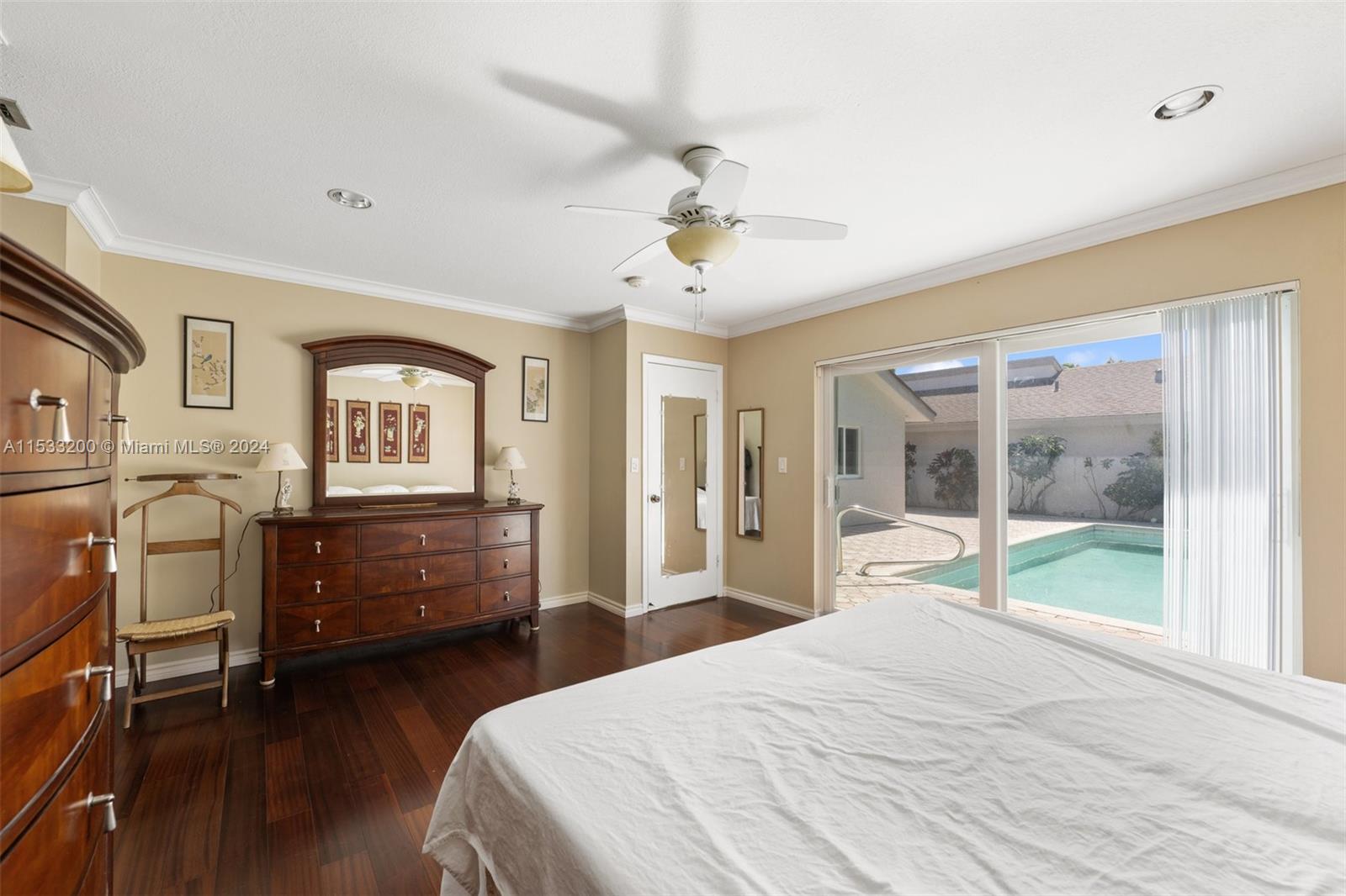 Master bedroom with views to the pool deck
