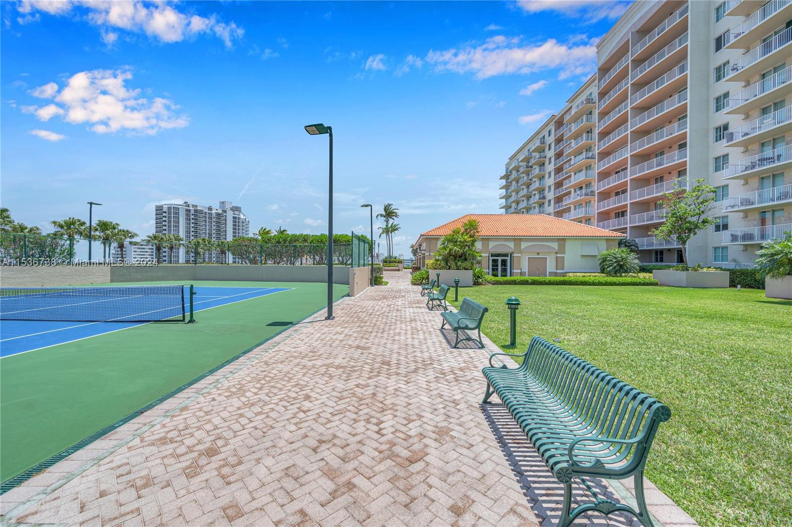 Tennis court and garden