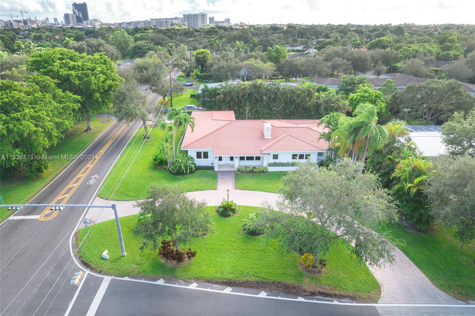 Corner lot with circular driveway. Over 12,000 square feet.