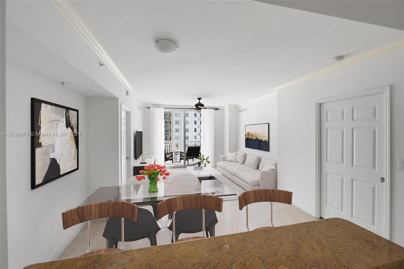 Virtually Staged, living room & dining area