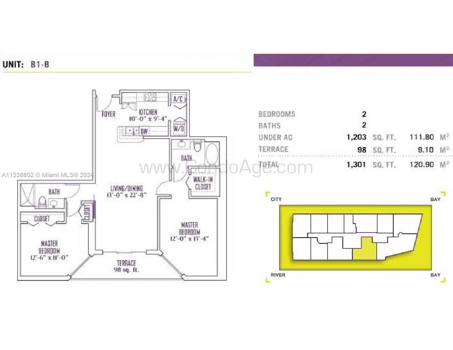 335 S Biscayne Blvd 1407, Miami, Florida 33131, 2 Bedrooms Bedrooms, ,2 BathroomsBathrooms,Residential,For Sale,335 S Biscayne Blvd 1407,A11538802