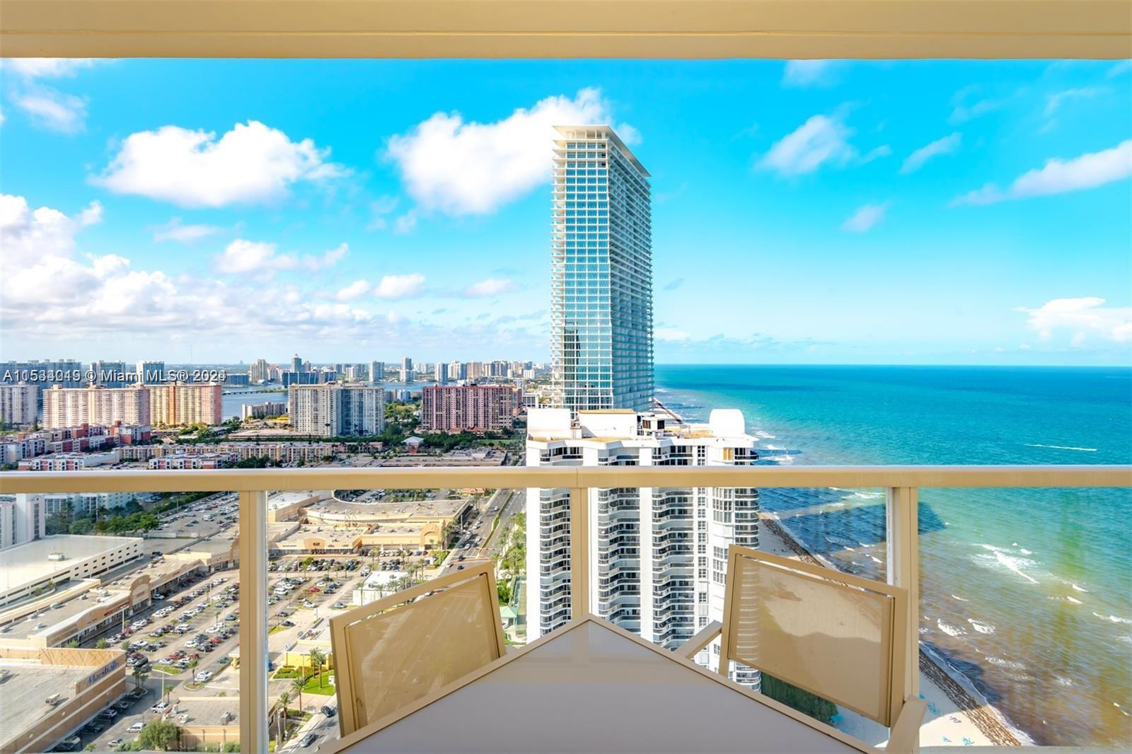Available mid May until December! Beautiful updated 1 bedroom + DEN condo with azure Oceanview from dining/ living room & bedroom available for rent Long or Short term as of MAY with full beach service & 24 hours concierge. Only steps away from restaurants & Sunny Isles Pier and short uber drive from Aventura & Bal Harbour Malls + major highways. Building also offers gym, valet parking, social room an dos on. Management on site. Please refer to Broker's remarks for more info.