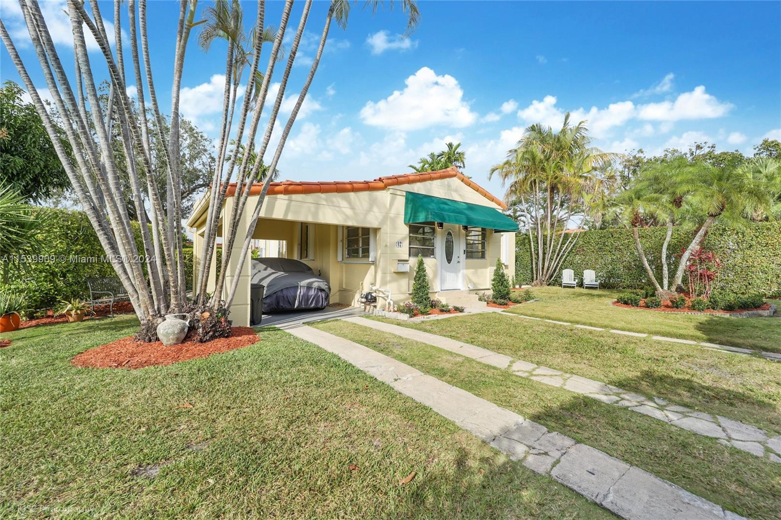 Beautiful one-story home with 3 bedrooms and 2 baths, located on a wide street in Coral Gables. House has a mix of Spanish porcelain tile and original oak hardwood floors, adding charm to this renovated home. Master bedroom is large and includes a walk in closet. Owner requesting to keep dining room chandelier (negotiable).Living square footage larger as per owner.