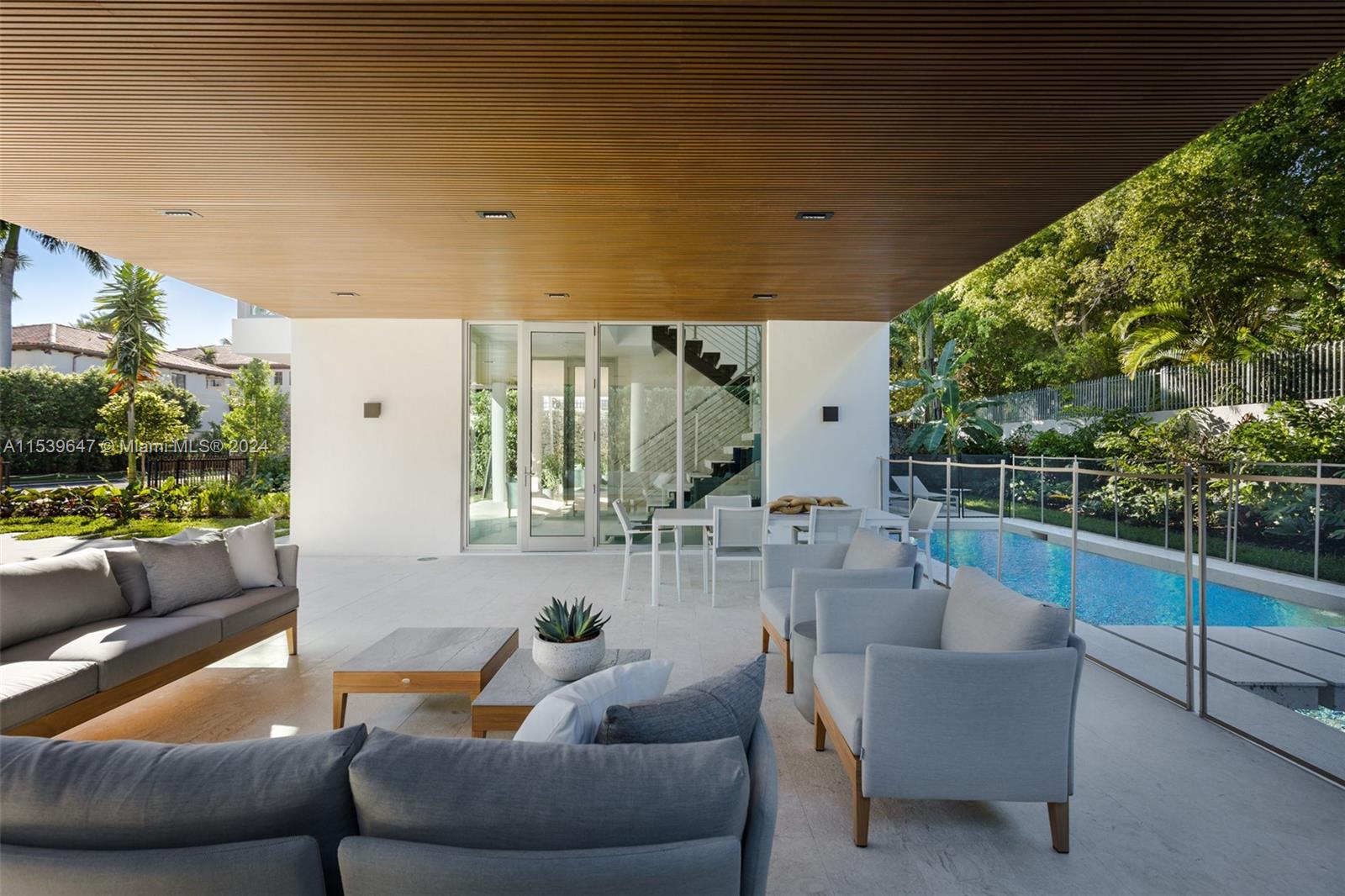 Ground level patio and pool