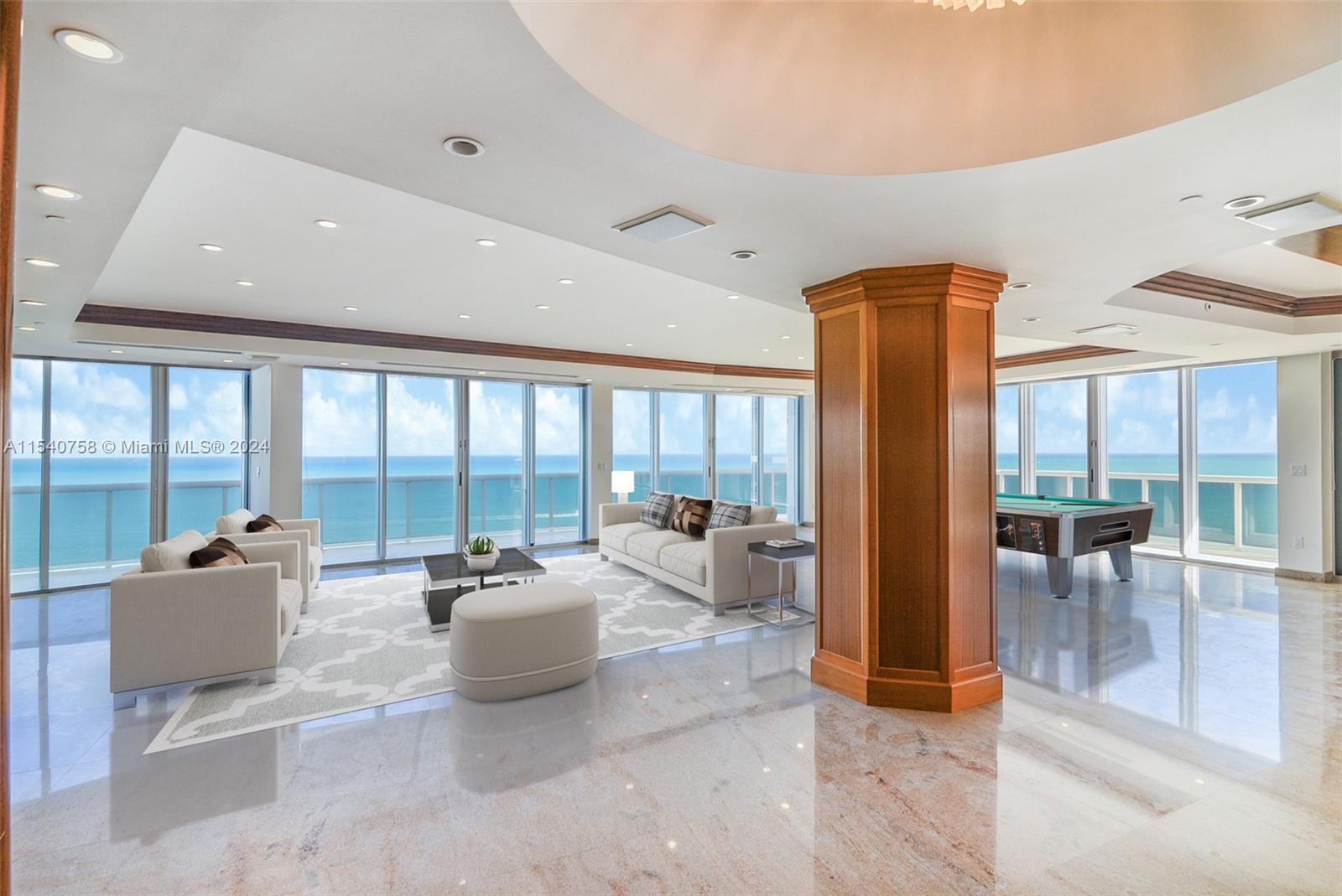The biggest Penthouse unit in Bal Harbour. More than 5,000 sq. ft. of breathtaking views! 
This unique opportunity to live in one of the most prestigious buildings in Bal Harbour - The Majestic Tower! This full-service, private elevator building has exceptional services and amenities - fitness, spa, pool, beach service, restaurant, tennis, basketball, and security. Conveniently located next to world-famous Bal Harbour Shops.
This beautiful property is available for rent with flexible options: Seasonal Rental: $40,000; Annual Rental: $29,000