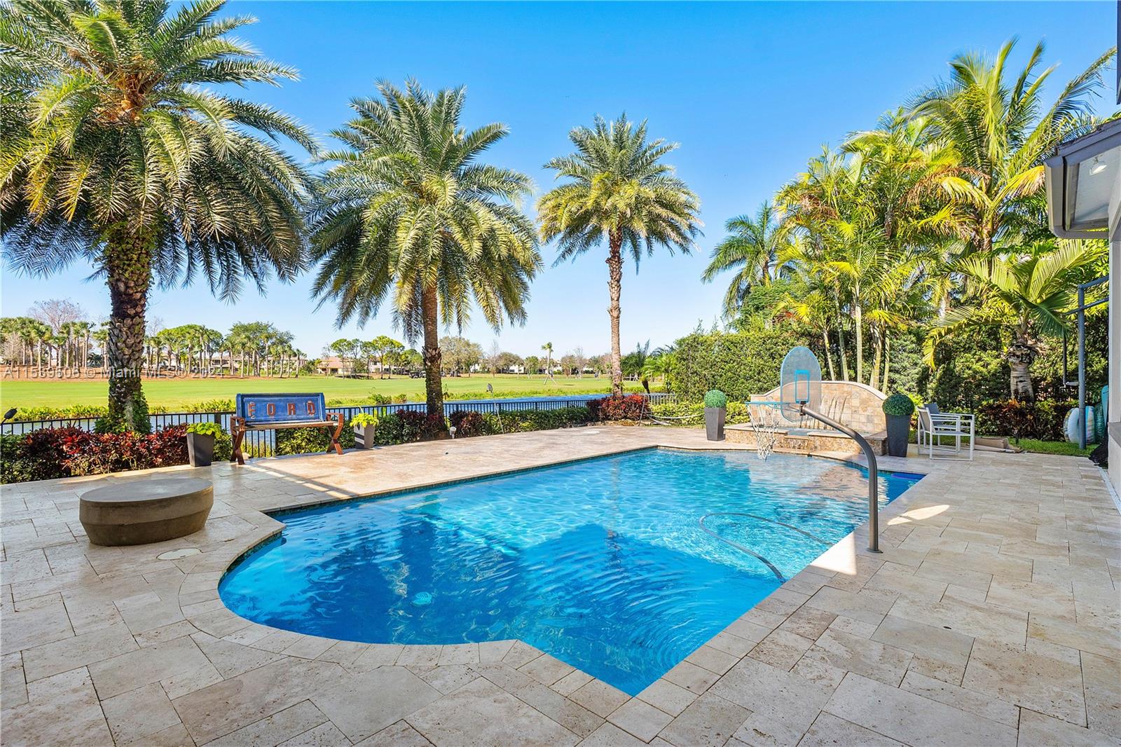 Pool with heated spa connected