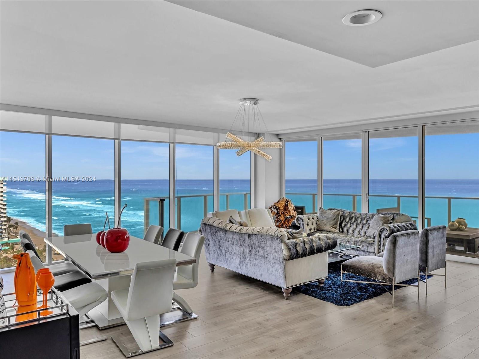 Panoramic ocean views can be found throughout this 4 bedroom. 4.5 bath oceanfront condo at the exclusive Apogee Beach. Everything in this unit is first-class including the gold standard amenities that can only be found at Apogee Beach. The residence boasts an expansive open floor plan with a wrap-around, oversized balcony, floor to ceiling impact windows, large master suite with sitting area, bonus family room and a chef's kitchen with Sub-Zero and Wolf appliances. Only two units per floor!Apogee Beach amenities include valet parking, butler service, resort-style pool, state of the art fitness center with massage rooms and sauna, club room, children/ teen room, and private beach access with attendants.

Please call/text LA to schedule a showing.