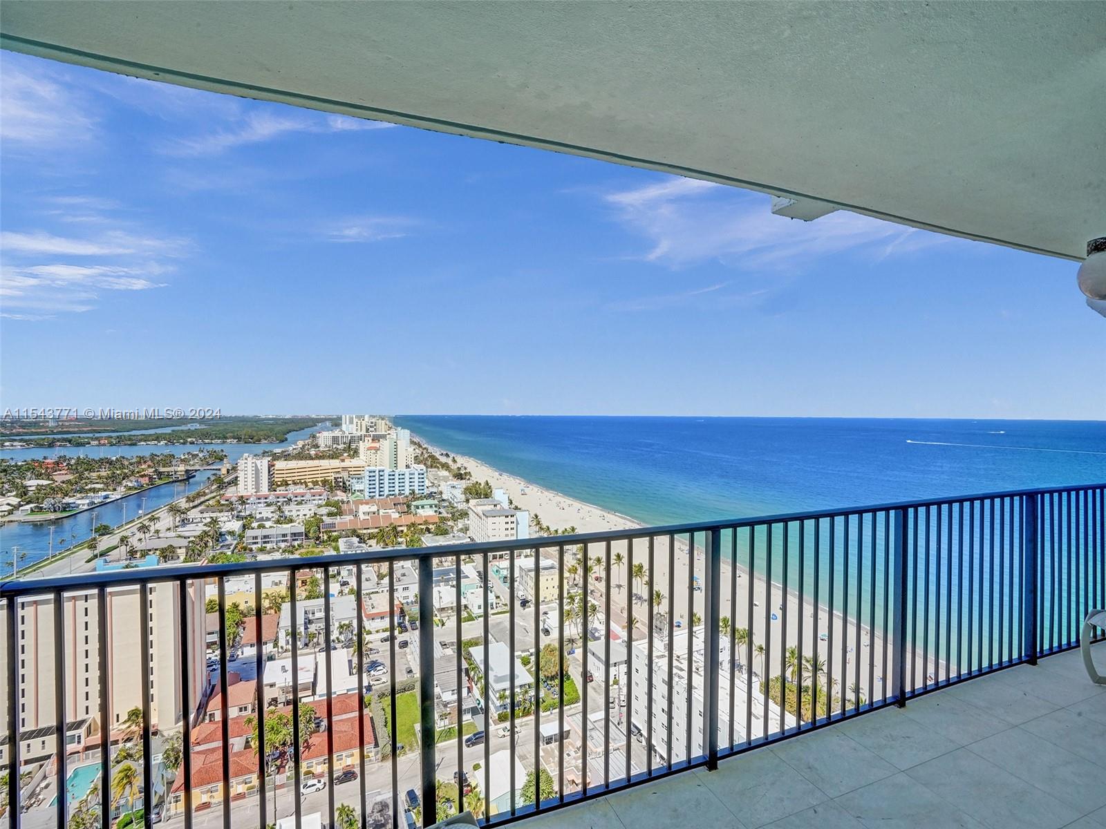 ON TOP OF THE WORLD. PANORAMIC VIEWS FROM THE 25TH FLOOR. WALK INTO THIS NE CORNER PENTHOUSE CONDO AND ENJOY UNOBSTRUCTED VIEWS TO FT LAUDERDALE SKYLINE, THE INTRACOASTAL AND ENDLESS OCEAN WAVES. 2,000 SF 3 BEDROOMS AND 2.5 BATHS FEATURING EXPANSIVE LIVING AREA. PRIMARY SUITE W/ DRESSING AREA & WALK-IN CLOSET, LUXURIOUS  BATH W/ SEPARATE TUB & SHOWER. THE RENOVATED KITCHEN HAS DIRECT OCEAN VIEWS THAT CAN ALSO BE ENJOYED FROM THE LIVING AND DINING ROOMS. IMPACT SLIDING DOORS & WINDOWS & WASHER/DRYER IN UNIT.  LOCATED JUST STEPS FROM THE HOLLYWOOD BROADWALK IN A COUNTRY CLUB SETTING WITH 24 HR SECURITY, GARAGE PARKING, 2 HEATED POOLS, BEACH SERVICE, 2 TENNIS COURTS, PICKLEBALL, & MORE. RESTAURANT ON THE POOL DECK, AND SOCIAL ACTIVITIES MONTHLY. FLL AIRPORT 10 MINUTES AWAY.
