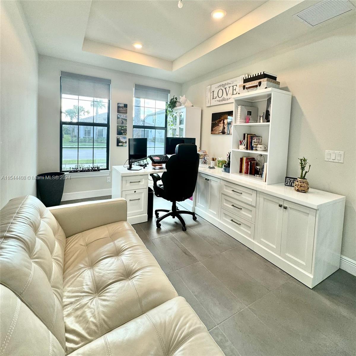 Office on 1st floor faces front of the home