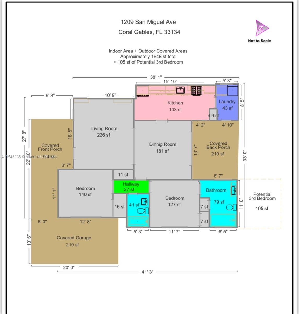 1209 San Miguel Ave, Coral Gables, Florida 33134, 2 Bedrooms Bedrooms, ,2 BathroomsBathrooms,Residential,For Sale,1209 San Miguel Ave,A11546036
