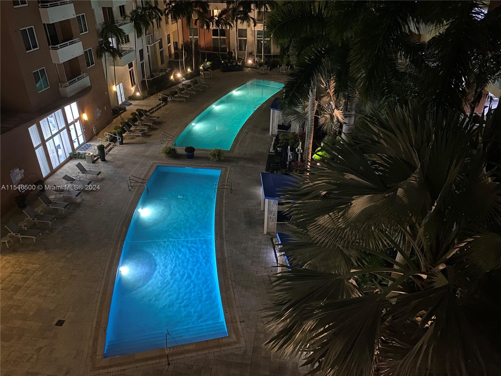 Pool view by night