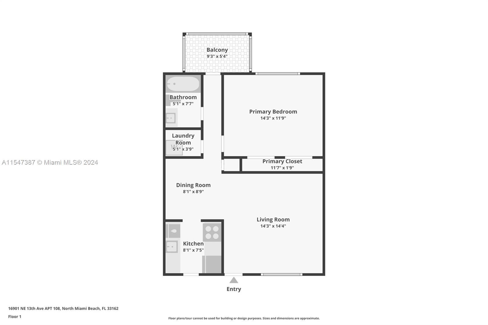 16801 NE 13th Ave 108, Miami, Florida 33162, 1 Bedroom Bedrooms, ,1 BathroomBathrooms,Residential,For Sale,16801 NE 13th Ave 108,A11547387