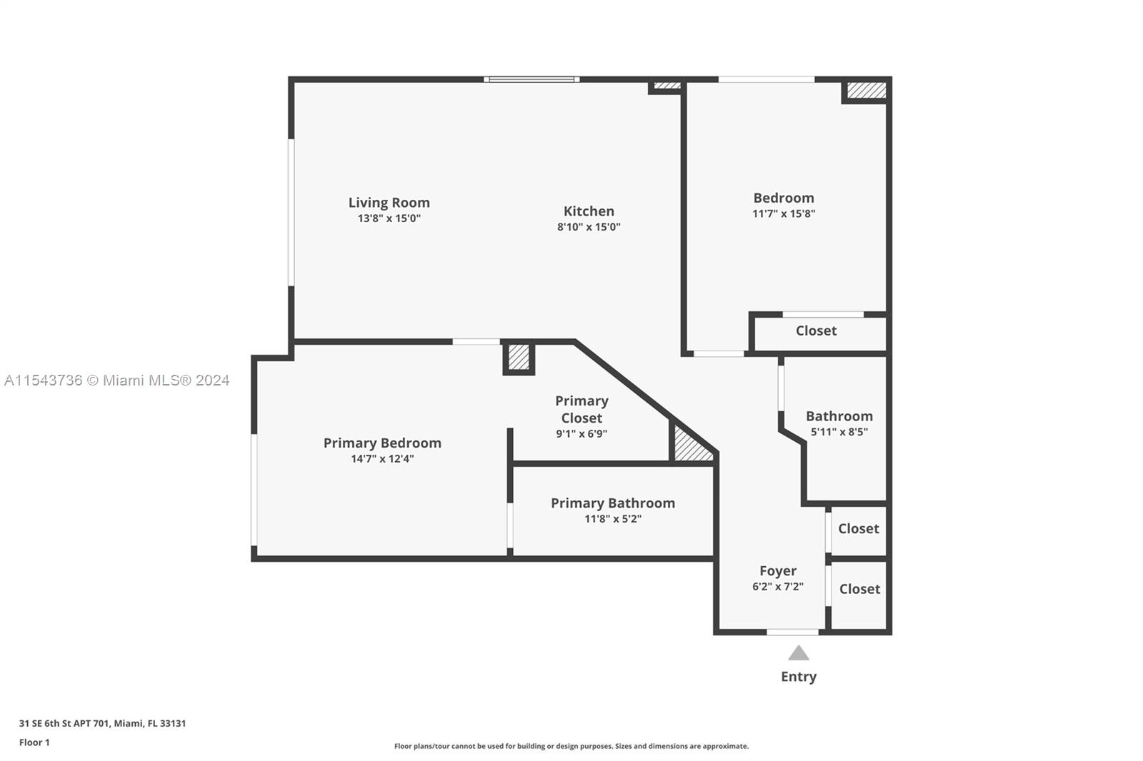 31 SE 6th St 1102, Miami, Florida 33131, 2 Bedrooms Bedrooms, ,2 BathroomsBathrooms,Residential,For Sale,31 SE 6th St 1102,A11543736