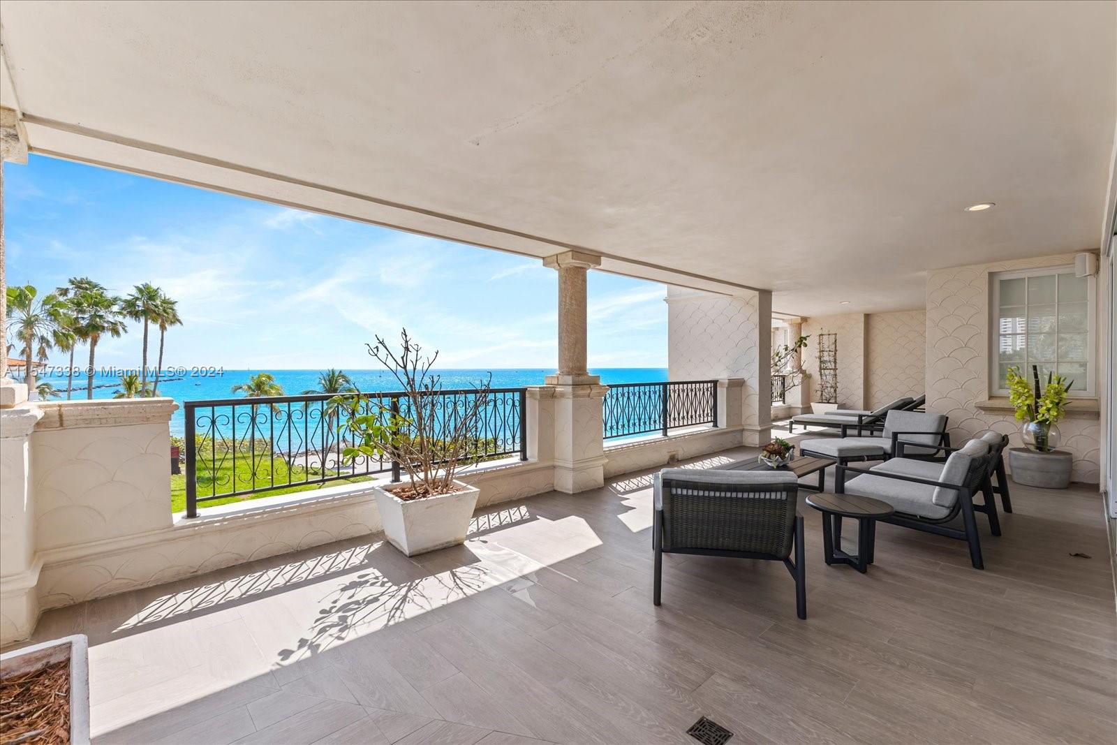 This stunning Oceanside unit on Fisher Island redefines luxury living at its finest. Completely renovated to perfection it encompasses 4,086 sq. ft. interior, 4 bedrooms, 4.5 baths, wrap-around terraces overlooking the ocean and government cut.  Professionally designed, state-of-the art kitchen, marmoglass and wood floors through-out, impact glass doors,  and more features. Live the Fisher Island lifestyle in this exceptional unit!