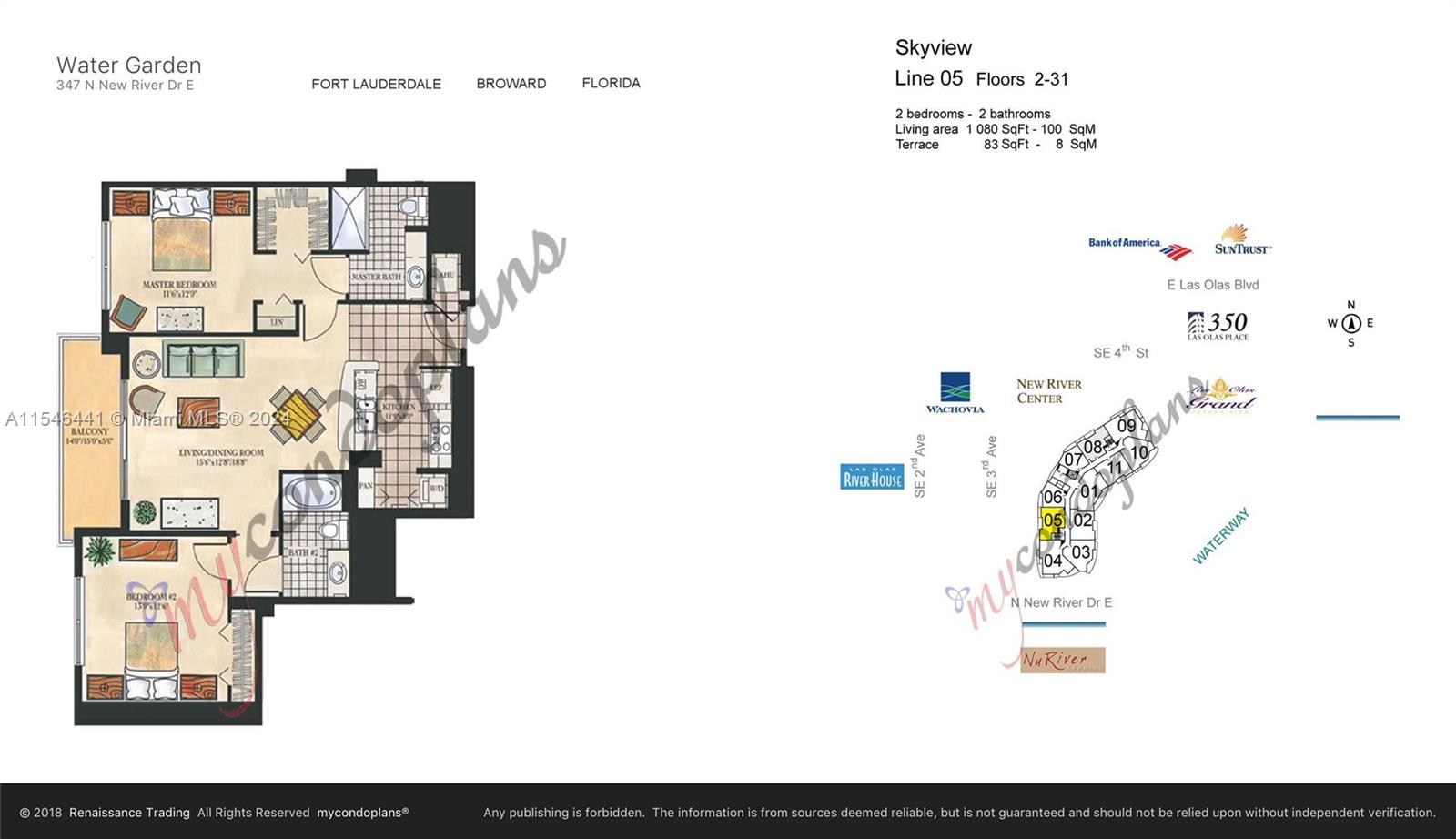 347 N New River Dr E 1505, Fort Lauderdale, Florida 33301, 2 Bedrooms Bedrooms, ,2 BathroomsBathrooms,Residential,For Sale,347 N New River Dr E 1505,A11546441