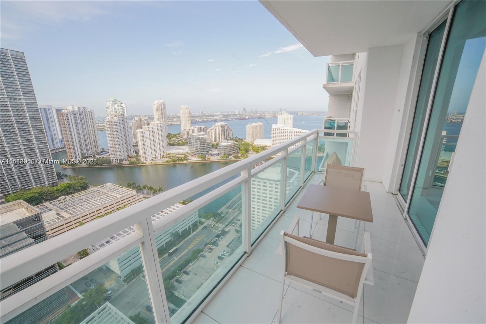BEAUTIFUL  APARTMENT IN THE HEART OF BRICKELL...PANORAMIC WATER AND CITY VIEW...VERY BRIGHT AND COZY, PLENTY OF NATURAL LIGHT...EUROPEAN STYLE KITCHEN, PLENTY OF CABINETRY, STAINLESS STEEL APPLIANCES...  LARGE WALK IN CLOSETS IN EACH BEDROOM . MURPHY BED IN THE SECOND BEDROOM/OFFICE. ...AMENITIES SUCH AS SWIMMING POOL, FITNESS CENTER, SPA, BUSINESS CENTER AND MUCH MORE...FURNITURE NEGOTIABLE...