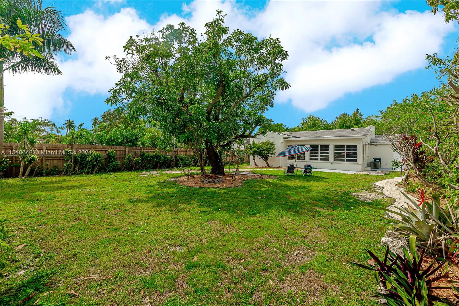 The view back toward the house from the rear of the property